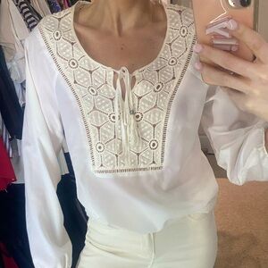 White lacy long sleeve top